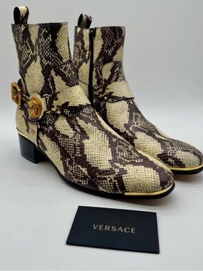 Versace Medusa Python Bootie Gold Buckle DSU4931 MSRP $1325 EU 40.5 US 10.90